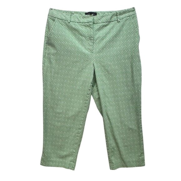 Talbots Womens Heritage Cropped Pants Size 10 Green & White Patterned Beachy - Picture 1 of 15
